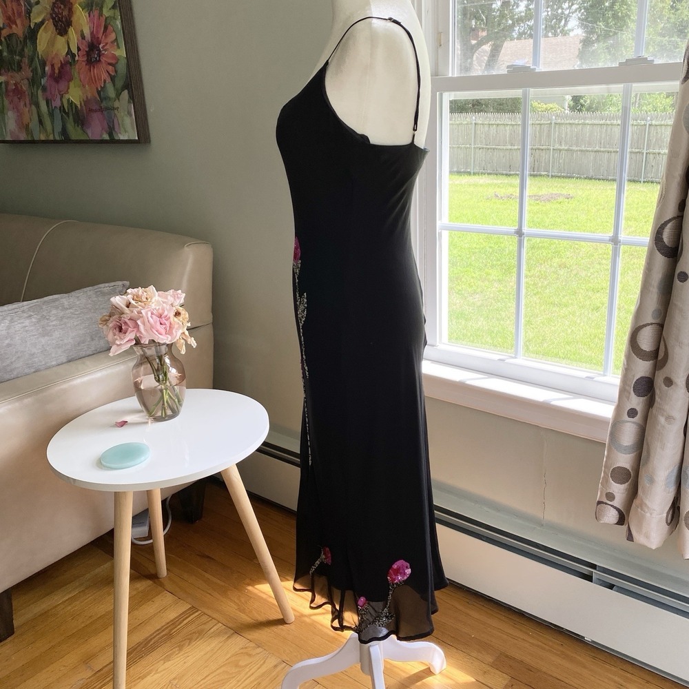 Vintage Betsey Johnson New York Rare 90s Fairy Silk Midi Slip Dress‎ Floral Sz 8 - Picture 5 of 16